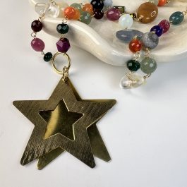 COLLAR MIX PIEDRAS NATURALES ENCHAPADO EN ORO