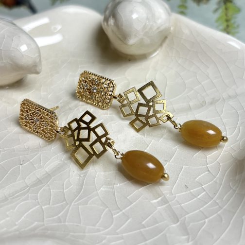 AROS PIEDRA NATURAL ENCHAPADO EN ORO