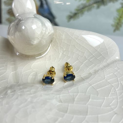 AROS MINI CRISTAL AZUL ENCHAPADO EN ORO - Imagen 2