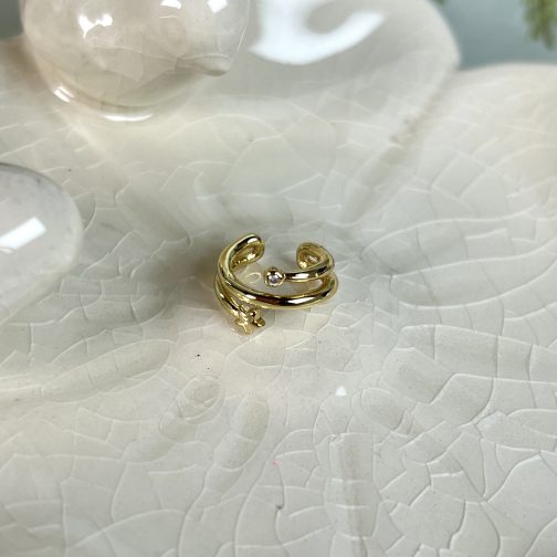 EAR CUFF CIRCÓN ENCHAPADO EN ORO - Imagen 2