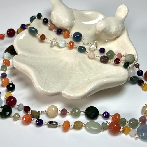 COLLAR MIX PIEDRAS NATURALES ENCHAPADO EN ORO