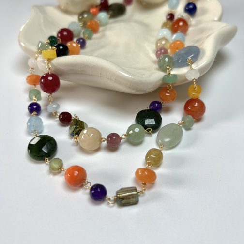 COLLAR MIX PIEDRAS NATURALES ENCHAPADO EN ORO - Imagen 2