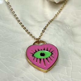 COLLAR CORAZON ESMALTADO ENCHAPADO EN ORO