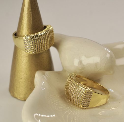 ANILLO MINI CIRCONES ENCHAPADO EN ORO - Imagen 2