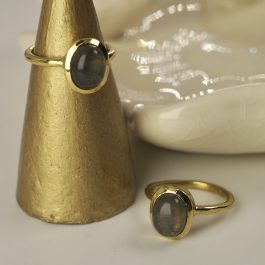 ANILLO SIMPLE PIEDRA NATURAL ENCHAPADO EN ORO