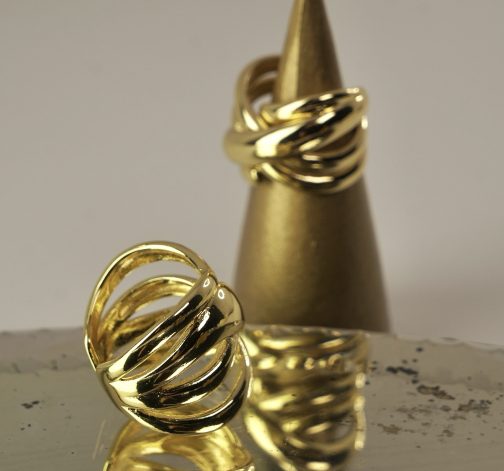ANILLO BANDAS SOBRE PUESTAS ENCHAPADO EN ORO - Imagen 2